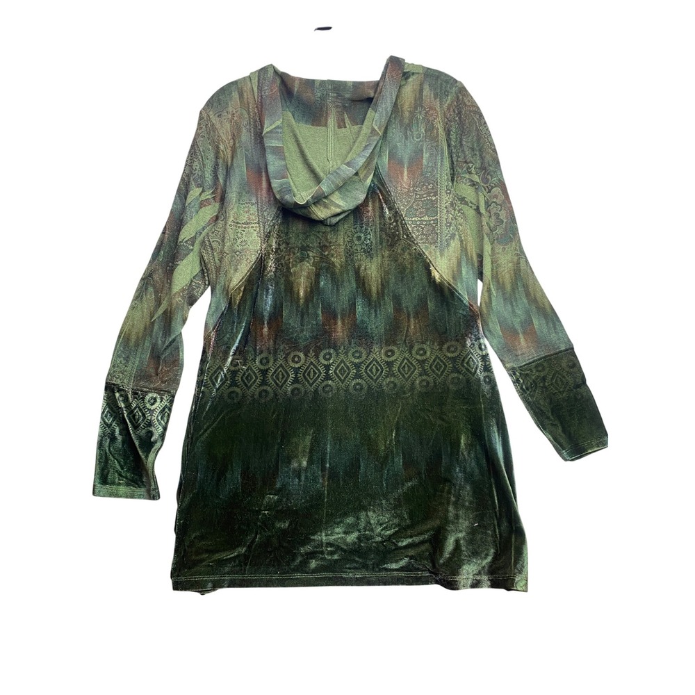 Unity World Wear Sweater Womens Medium Velvet Mixed Media Full Zip Hooded - Picture 2 of 7